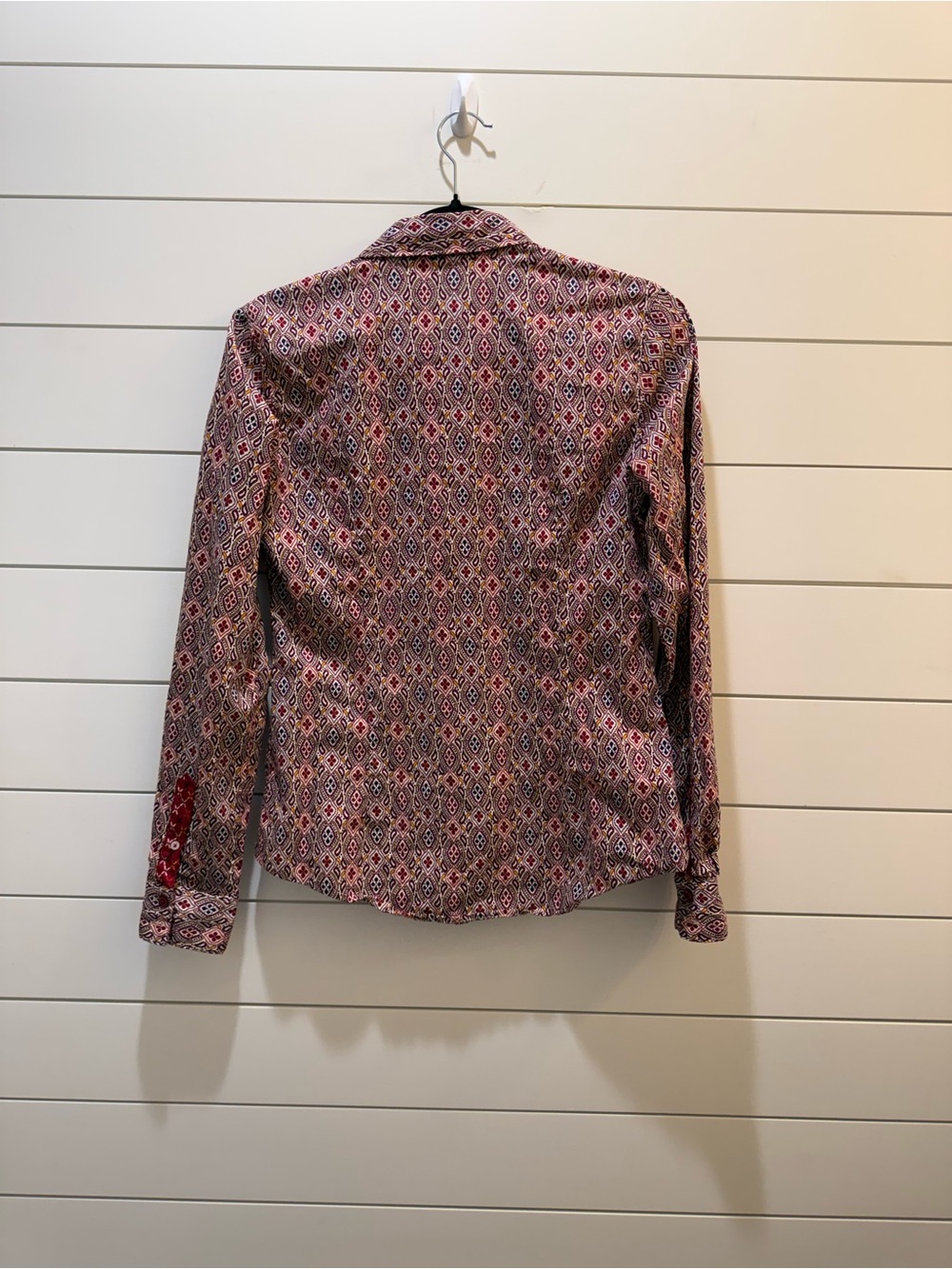 Women’s Red Patterned Long-Sleeve Shirt - Picture 4 of 4
